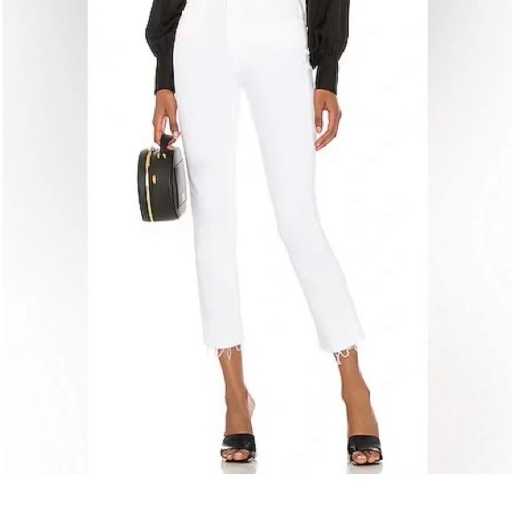 Mother Jeans - White High Waisted Rascal Crop Fray Mother Jeans